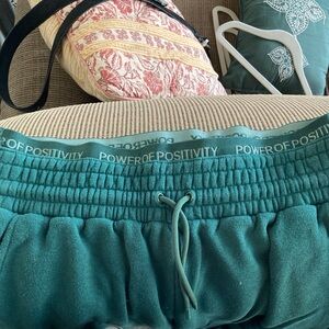 Power of Positivity Joggers Teal, Size Large, Tapered Hem